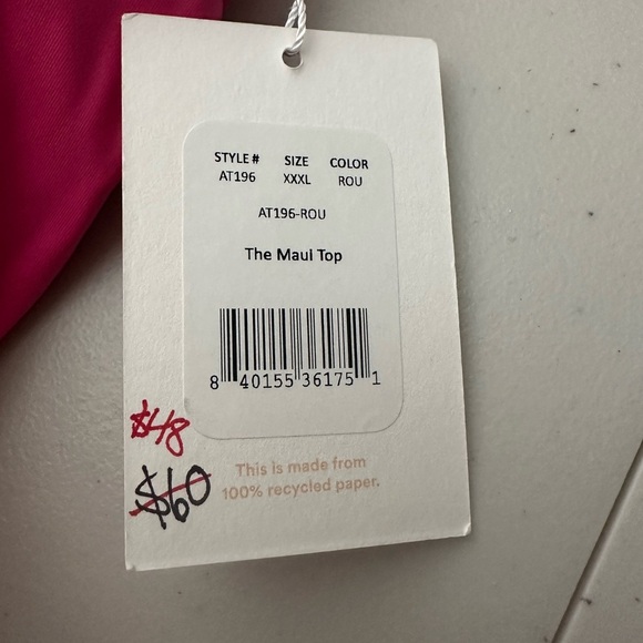 Andie Swim The Maui Top in Pink Size XXXL Adjustable Straps Padded Plus Size - Picture 6 of 6